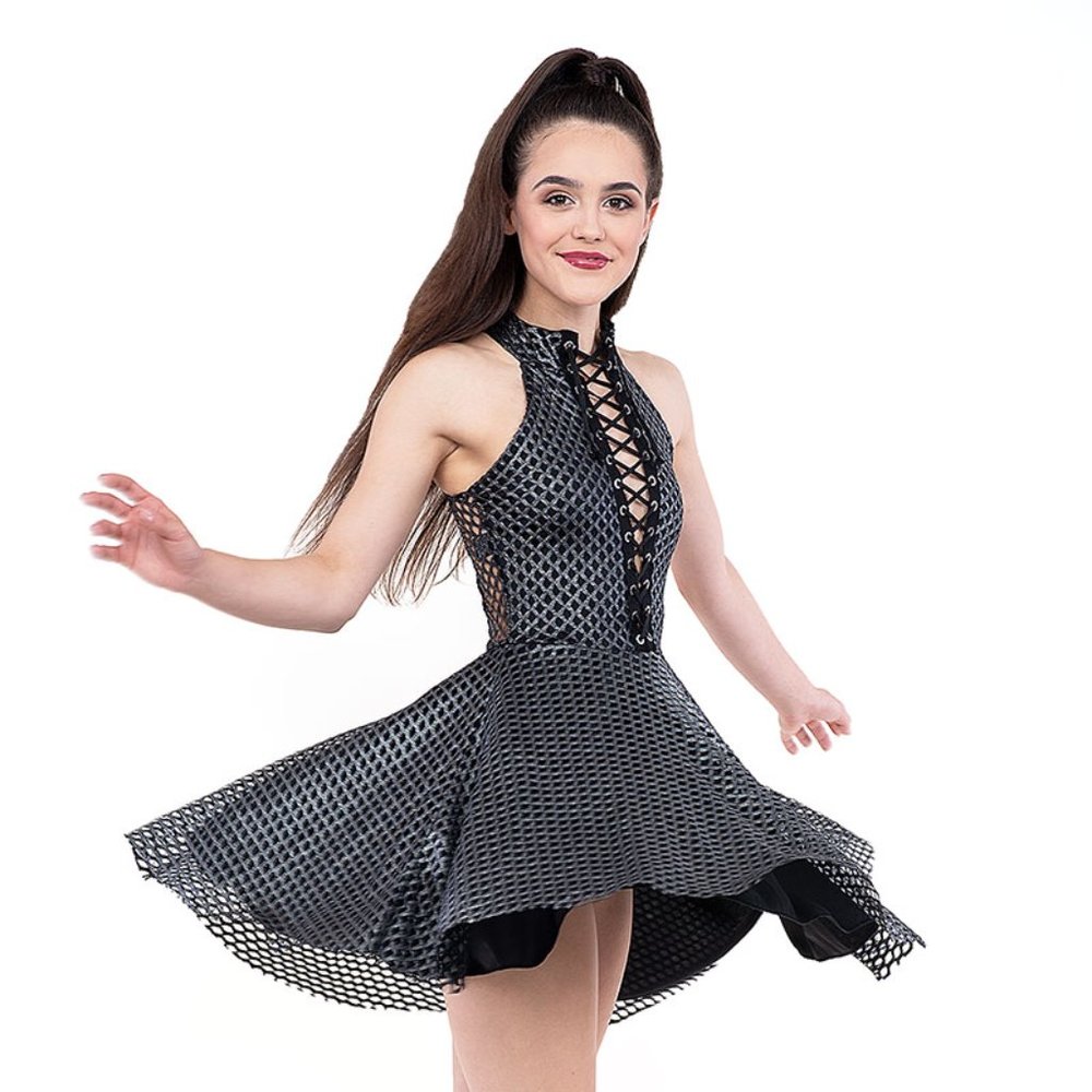 Lace Up Fishnet Skater Dress